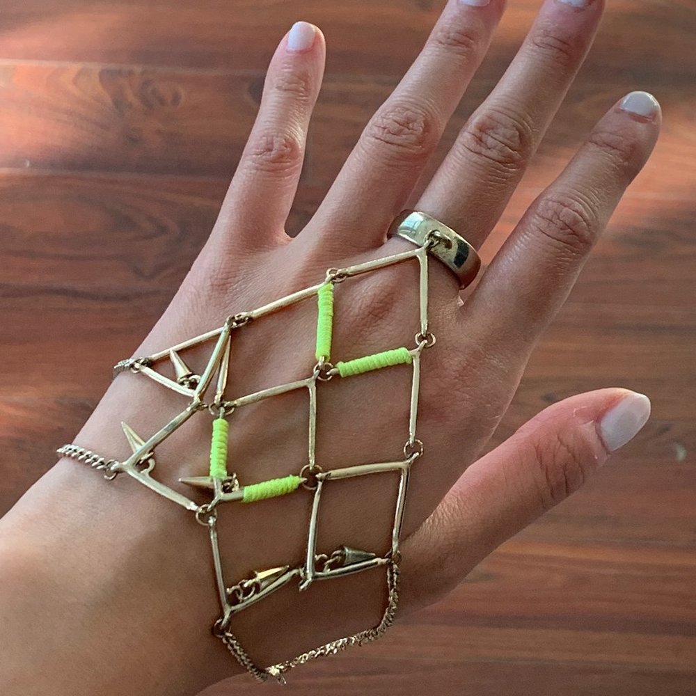 Gold Metal Hand Chain Bracelet Cuff Slave Chain